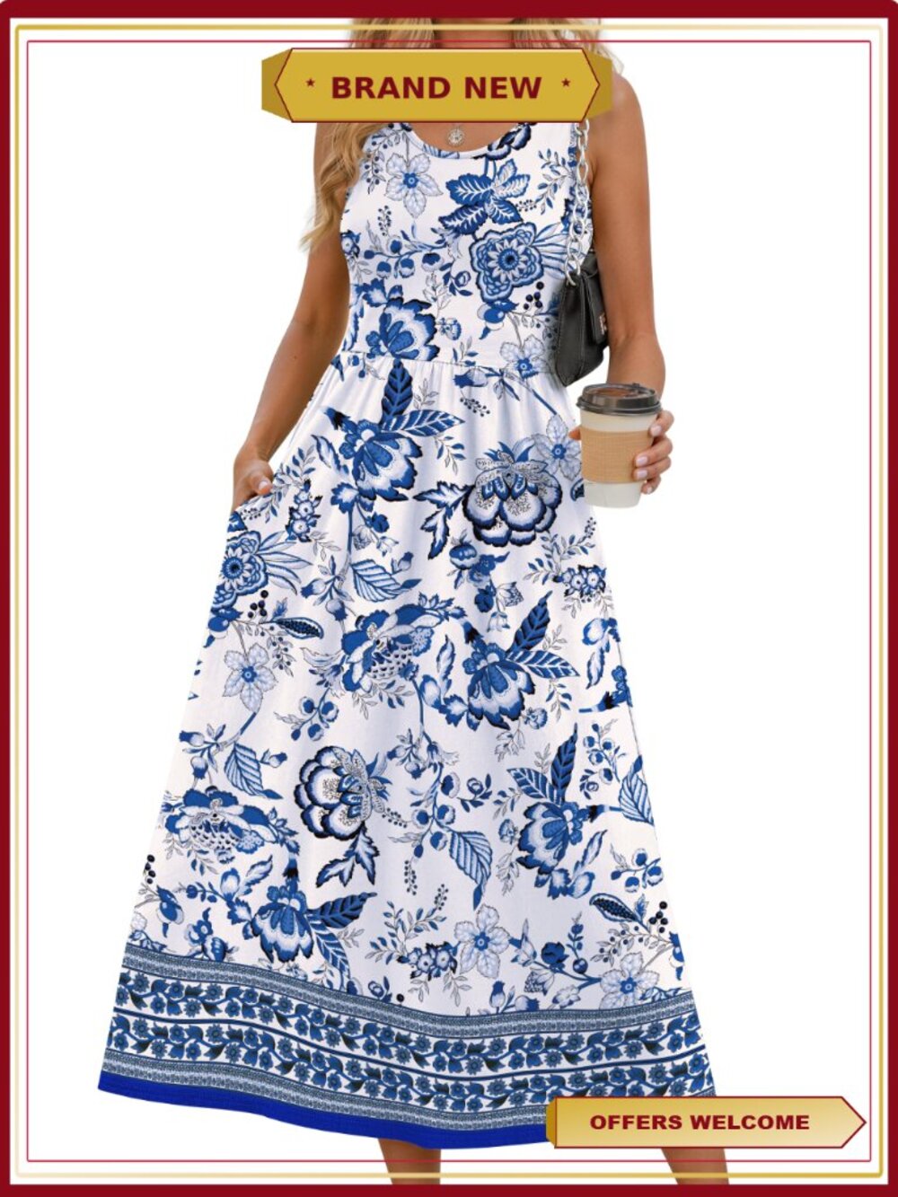 Sleeveless Casual Long Dress with Pockets